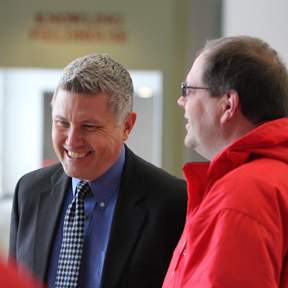 Clint Gasaway and Brad Weaver chat at Monday's reception